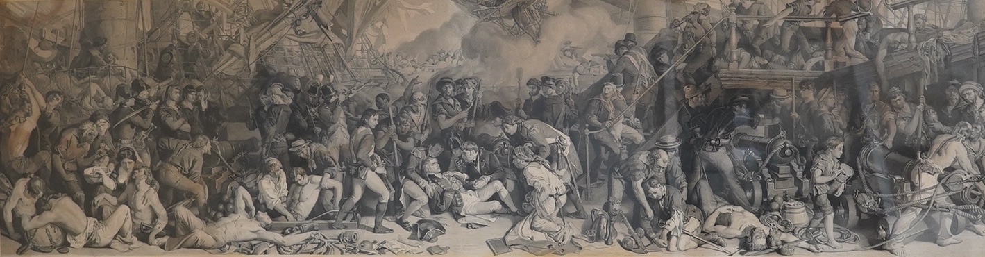 Charles William Sharpe (1818-1899), after Daniel Maclise, engraving, 'The Death of Nelson at the Battle of Trafalgar', published by The Art Union, 1876, 31 x 115cm. Condition - poor